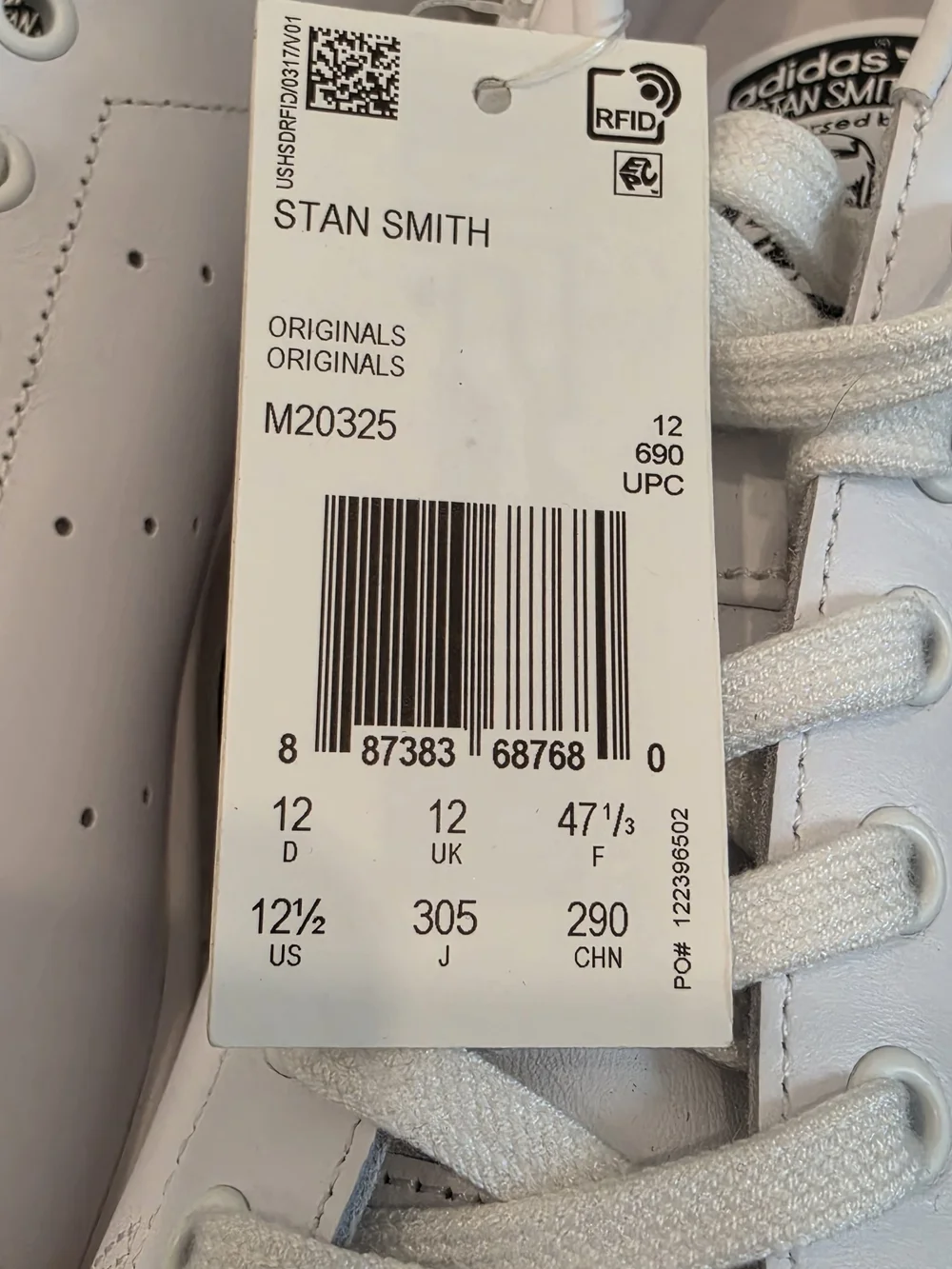 Adidas Stan Smith White Navy Blue M20325 Men's Size 12.5 New With Tags NWOB